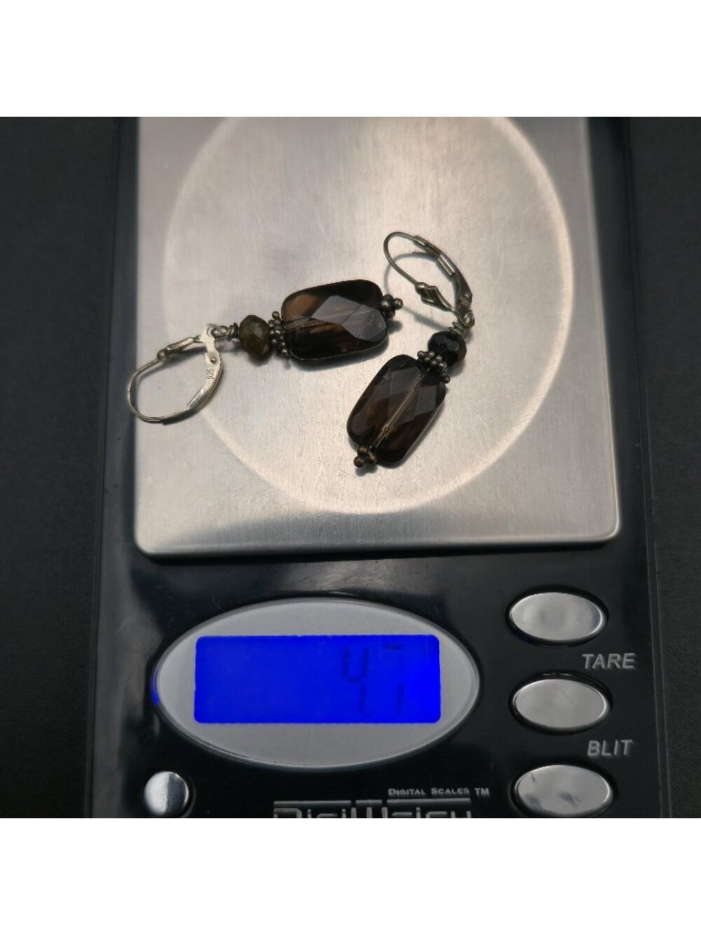 Sterling Silver Natural Smoky Quartz Leverback Earrings A7443 - Picture 6 of 6